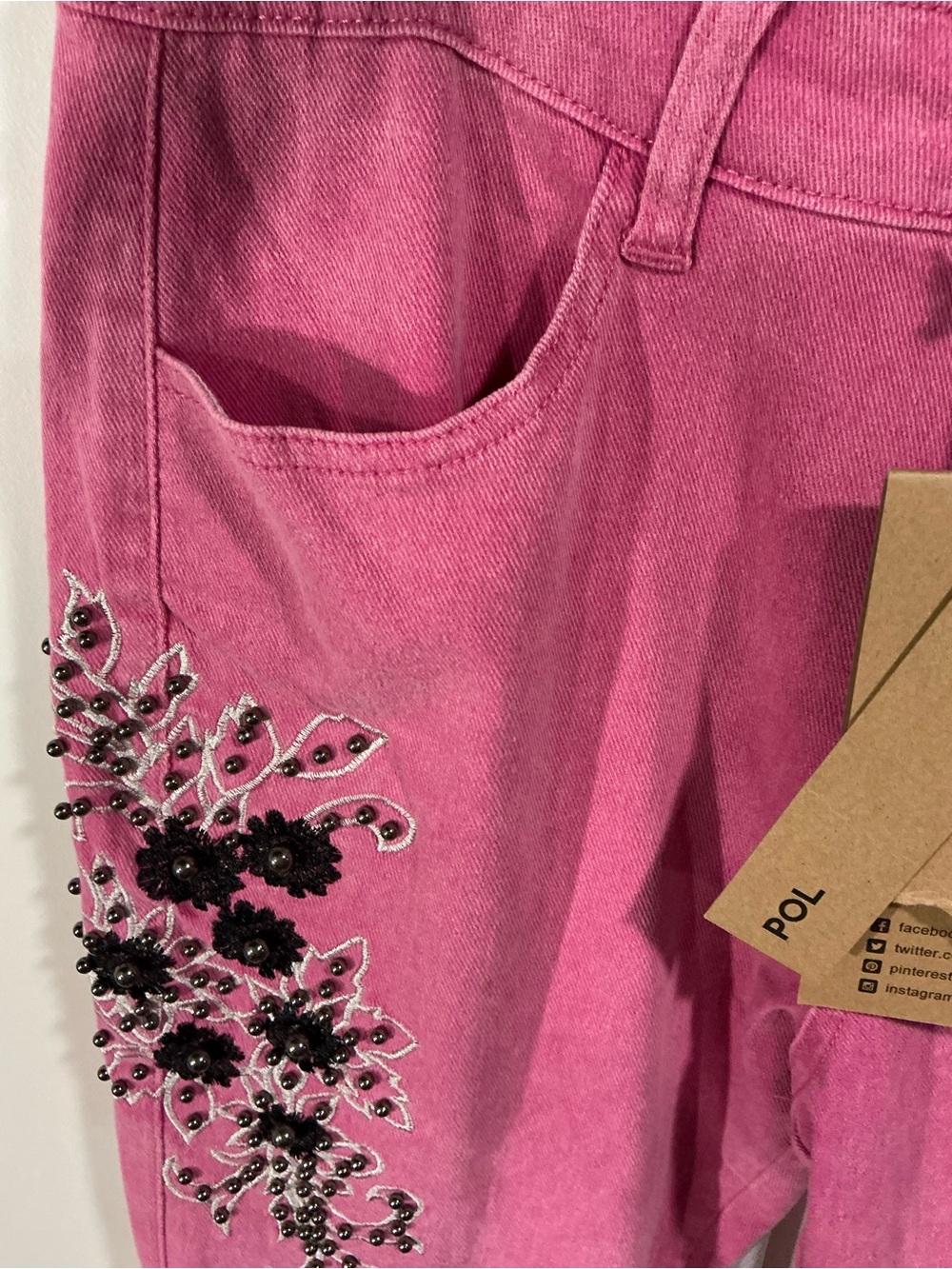 POL Pink Embroidered Flare Jeans - Picture 9 of 9